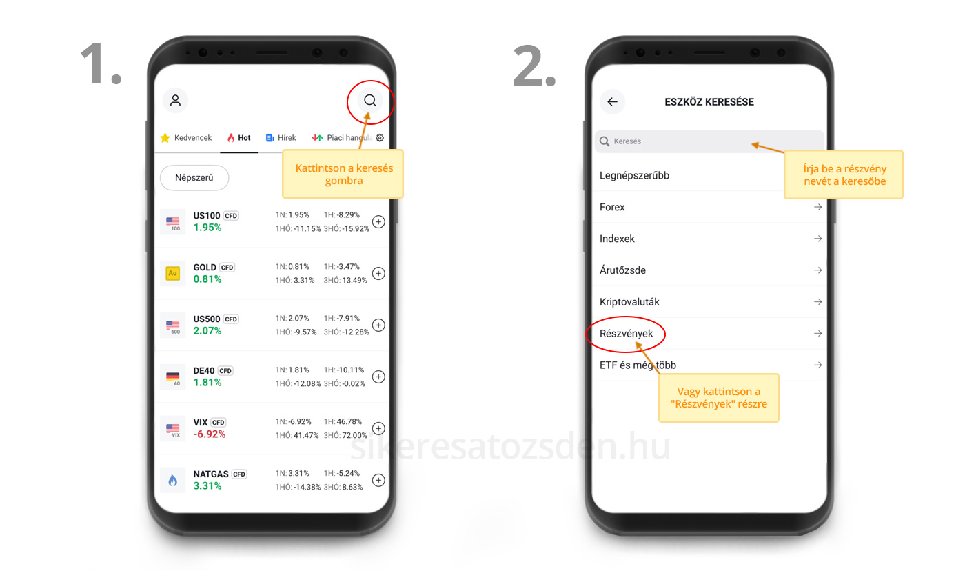 Részvényvásárlás az XTB-nél