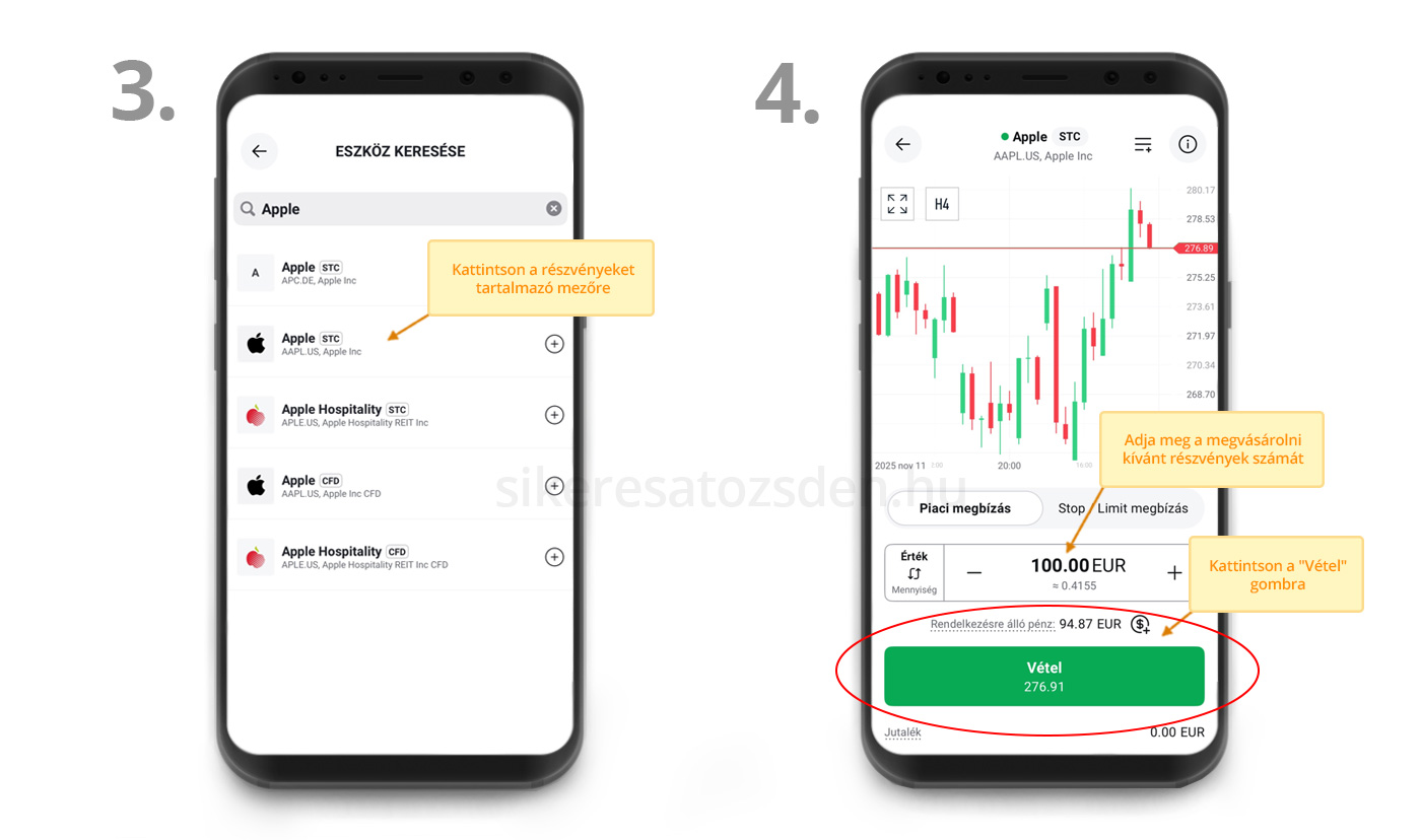 Adja meg a mennyiséget és kattintson a buy-ra