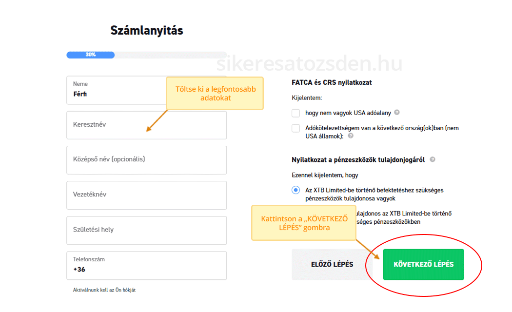 Töltse ki a legfontosabb adatait